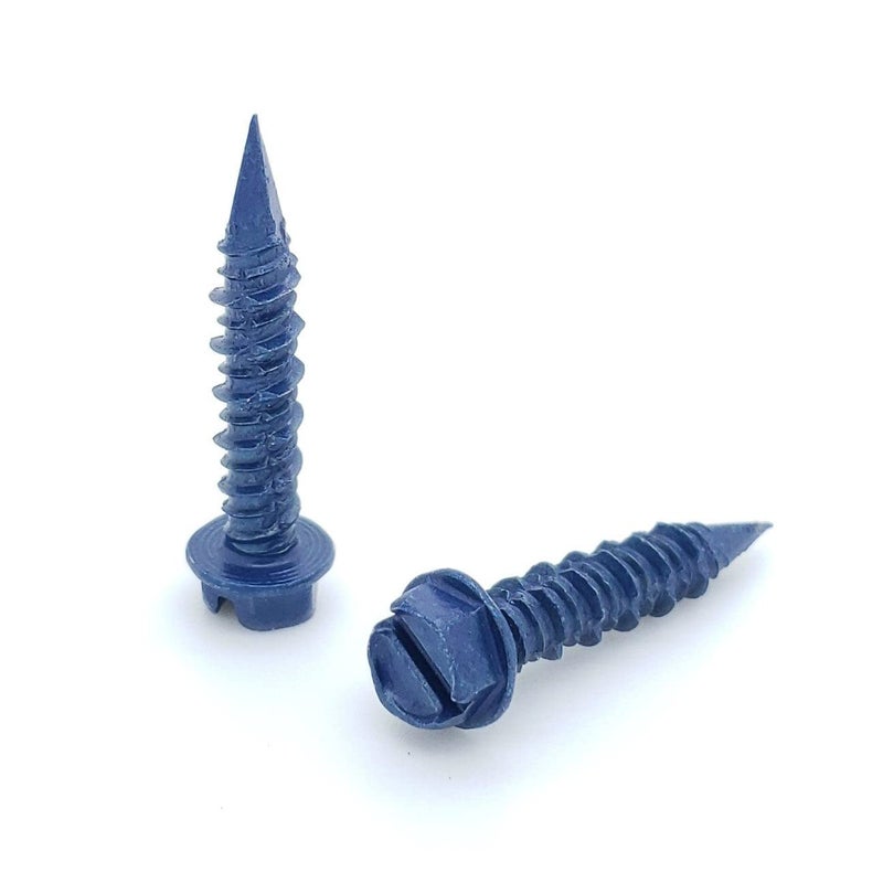 100 Qty 1/4"" x 1-1/4"" Hex Head Diamond Tip Concrete Screws to Anchor Masonry, Block & Brick (BCP498)